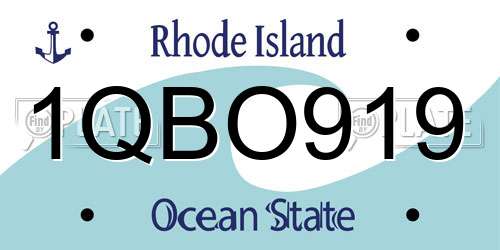 1QBO919 Rhode Island License Plate