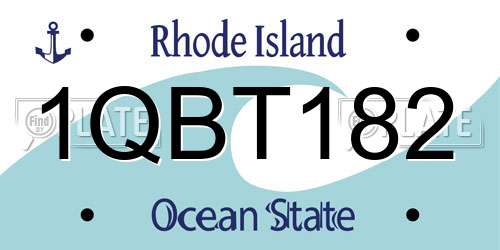 1QBT182 Rhode Island License Plate
