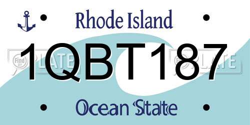 1QBT187 Rhode Island License Plate