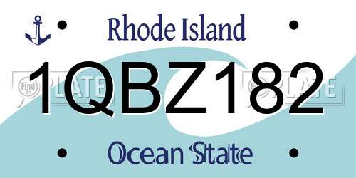 1QBZ182 Rhode Island License Plate