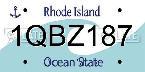 1QBZ187 Rhode Island License Plate