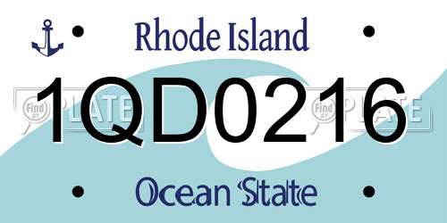 1QD0216 Rhode Island License Plate