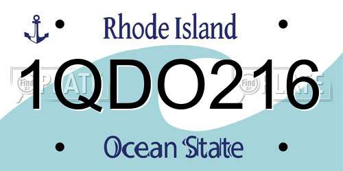 1QDO216 Rhode Island License Plate