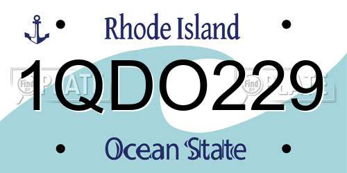 1QDO229 Rhode Island License Plate