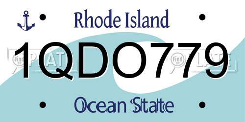 1QDO779 Rhode Island License Plate