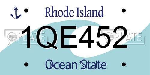 1QE452 Rhode Island License Plate