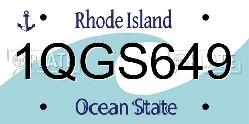 1QGS649 Rhode Island License Plate
