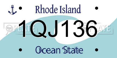 1QJ136 Rhode Island License Plate