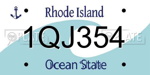 1QJ354 Rhode Island License Plate