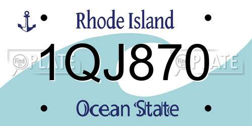 1QJ870 Rhode Island License Plate