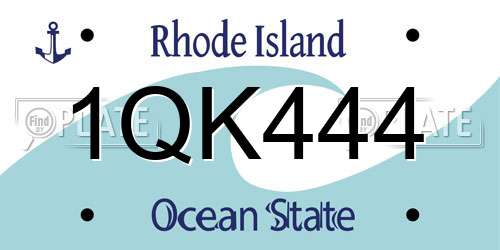 1QK444 Rhode Island License Plate