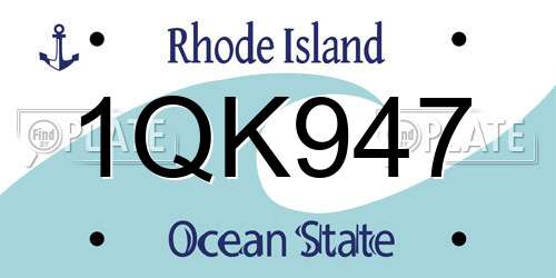 1QK947 Rhode Island License Plate