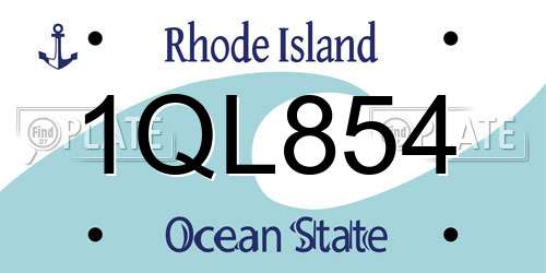 1QL854 Rhode Island License Plate