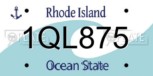 1QL875 Rhode Island License Plate