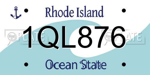 1QL876 Rhode Island License Plate
