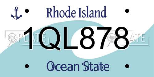 1QL878 Rhode Island License Plate