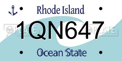 1QN647 Rhode Island License Plate