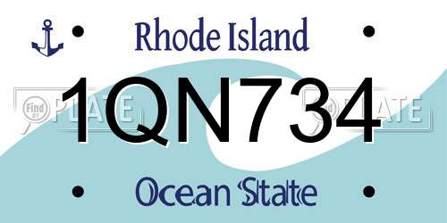 1QN734 Rhode Island License Plate