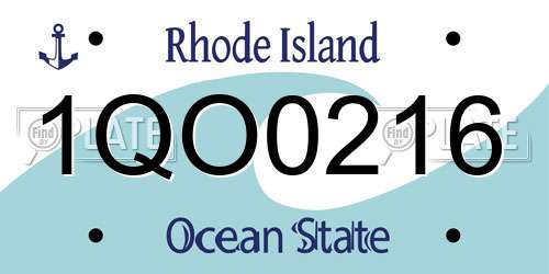 1QO0216 Rhode Island License Plate