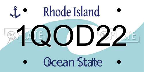 1QOD22 Rhode Island License Plate