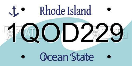 1QOD229 Rhode Island License Plate