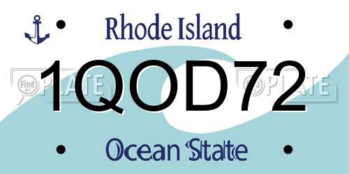 1QOD72 Rhode Island License Plate