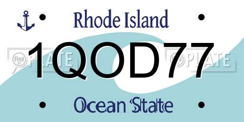 1QOD77 Rhode Island License Plate
