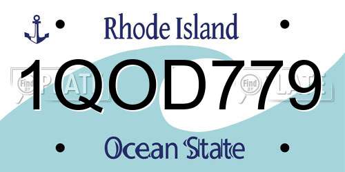 1QOD779 Rhode Island License Plate