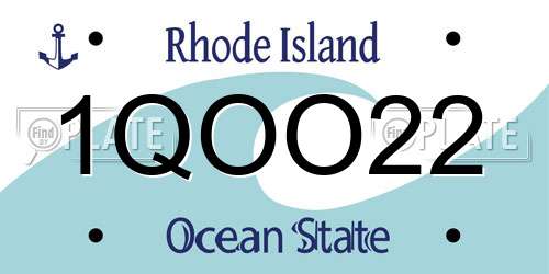 1QOO22 Rhode Island License Plate