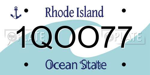 1QOO77 Rhode Island License Plate