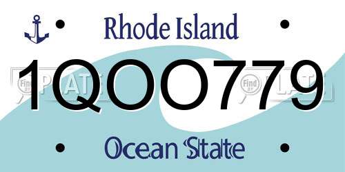 1QOO779 Rhode Island License Plate