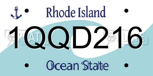 1QQD216 Rhode Island License Plate
