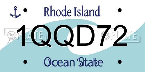 1QQD72 Rhode Island License Plate