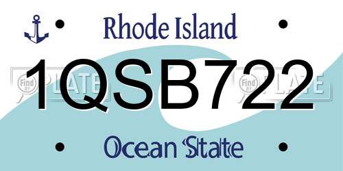 1QSB722 Rhode Island License Plate