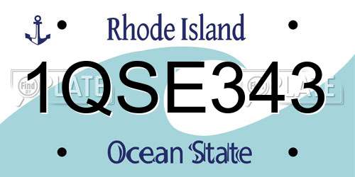 1QSE343 Rhode Island License Plate