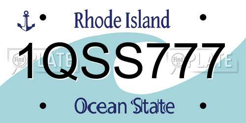 1QSS777 Rhode Island License Plate