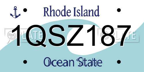 1QSZ187 Rhode Island License Plate