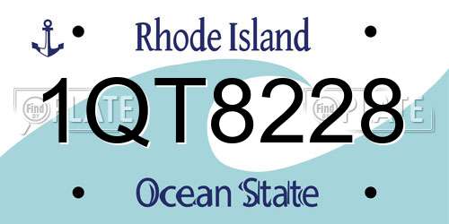 1QT8228 Rhode Island License Plate