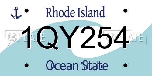 1QY254 Rhode Island License Plate