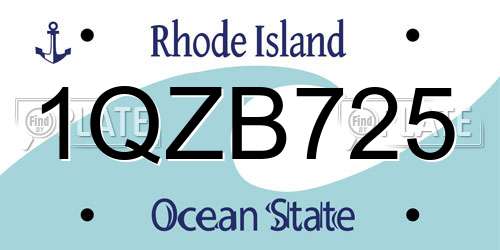 1QZB725 Rhode Island License Plate