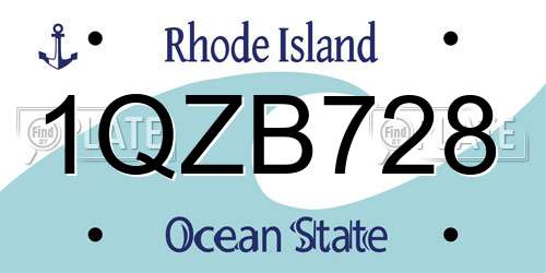 1QZB728 Rhode Island License Plate