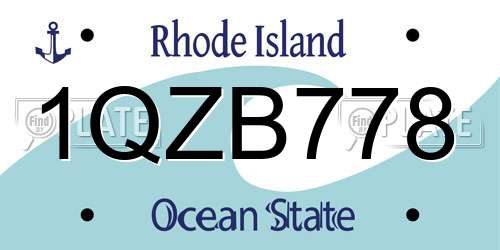 1QZB778 Rhode Island License Plate