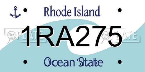 1RA275 Rhode Island License Plate