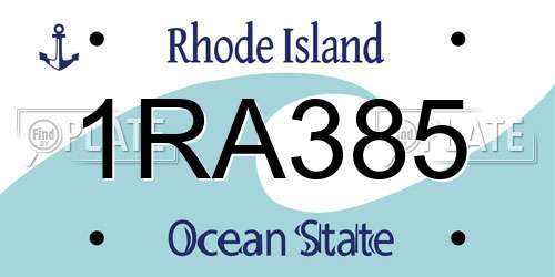 1RA385 Rhode Island License Plate