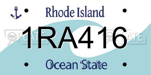 1RA416 Rhode Island License Plate