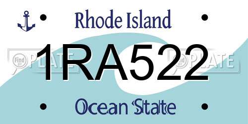 1RA522 Rhode Island License Plate