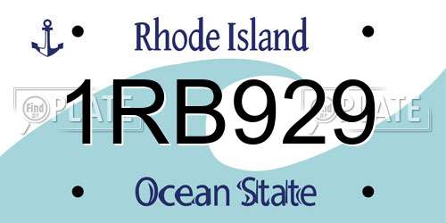 1RB929 Rhode Island License Plate