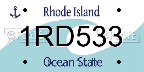 1RD533 Rhode Island License Plate