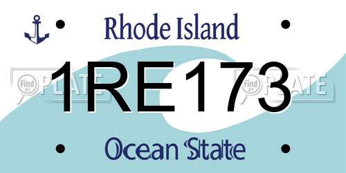 1RE173 Rhode Island License Plate