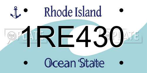 1RE430 Rhode Island License Plate